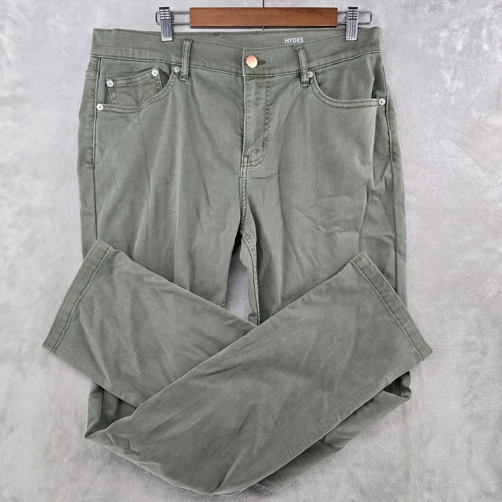 Mugsy Hydes Pants Mens 35x34 Olive Green FLX8NHG Stretch Chino Slim Straight**